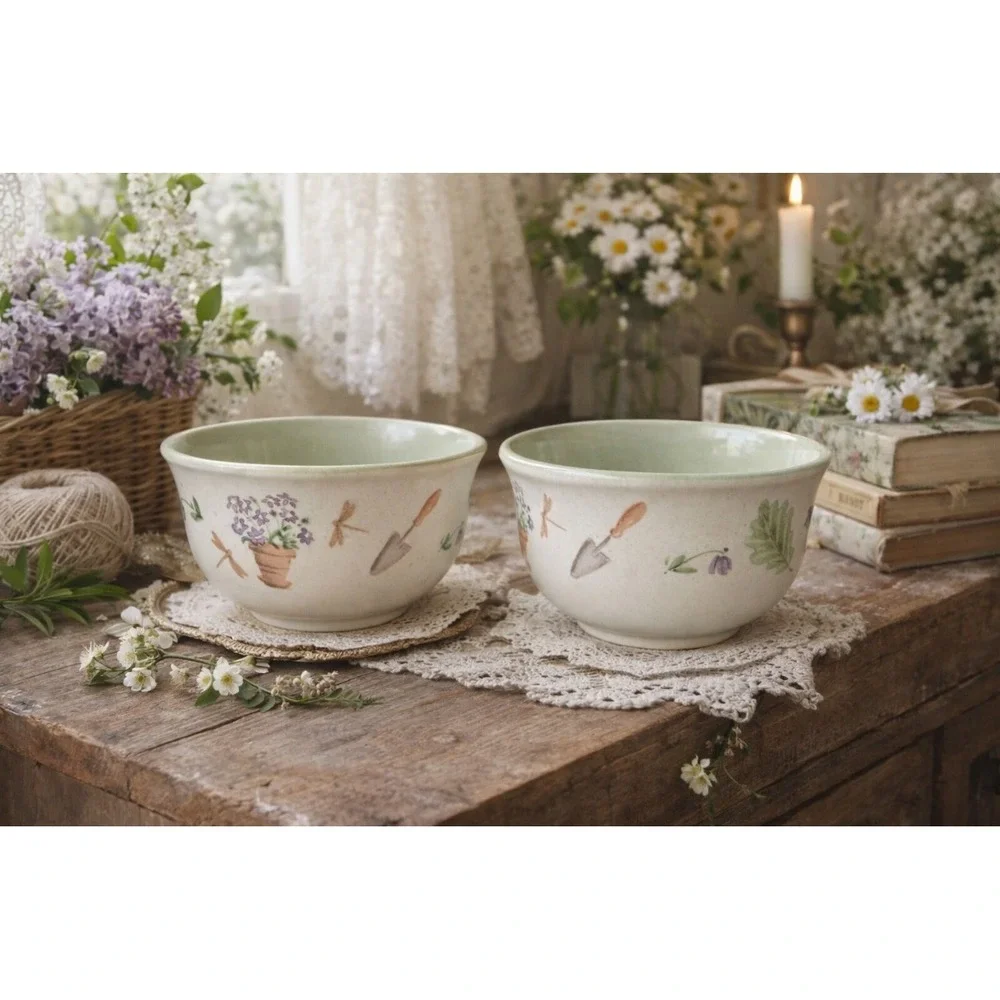 90s Vintage Pfaltzgraff Naturewood dessert bowl set of 2 Cottagecore Garden Boho